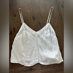 Aritzia White Lace and Linen Tank Top - Size Small